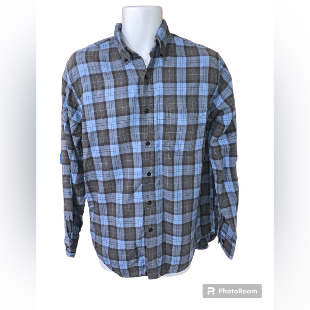 Land's End Direct Merchants Men's Blue Flannel Shirt Size M 15-15 1/2